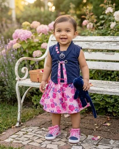 s muktar garments Pack of 1 Baby Girls Silk Blend Top ( Navy )