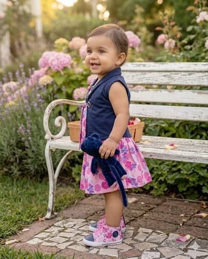 s muktar garments Pack of 1 Baby Girls Silk Blend Top ( Navy ) - Image 2