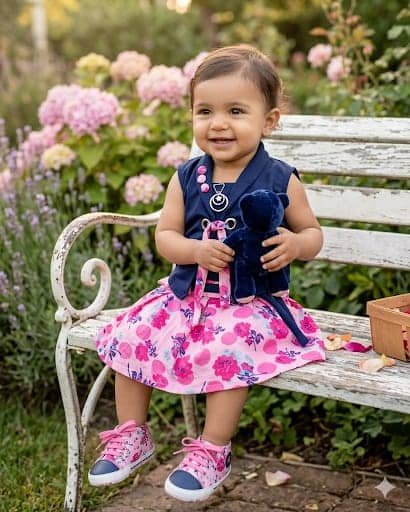 s muktar garments Pack of 1 Baby Girls Silk Blend Top ( Navy ) - Image 3