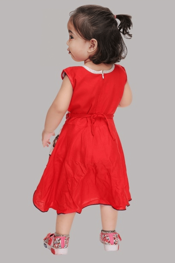 s muktar garments Rayon Frock For Girls ( Pack of 1 , Red ) - Image 2
