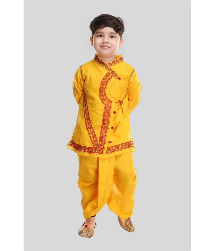 s muktar garments Pack of 1 Boys Cotton Blend Kurta Sets ( Yellow )