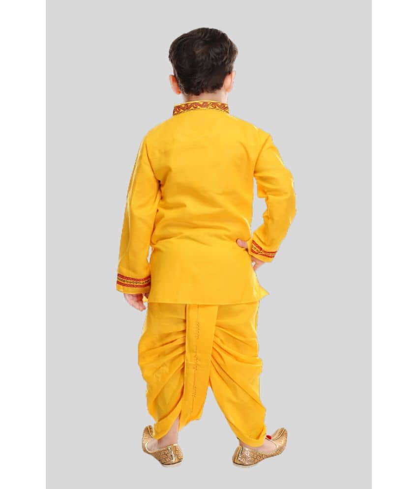 s muktar garments Pack of 1 Boys Cotton Blend Kurta Sets ( Yellow ) - Image 2