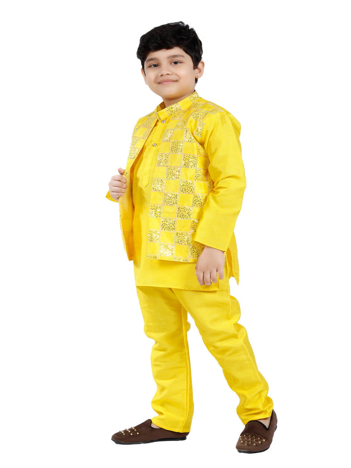 s muktar garments Yellow Rayon Boys ( Pack of 1 ) - Image 3