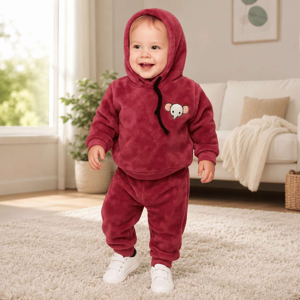vbok Pack of 1 Baby Boys Fleece Sweatshirt ( Maroon ) - Image 3